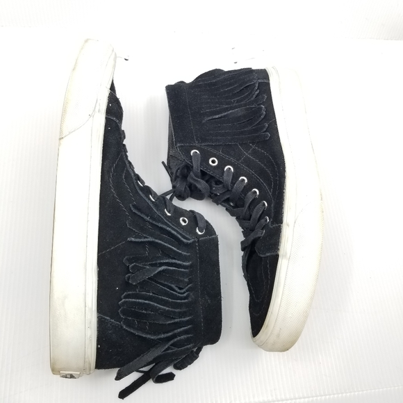 SOLD..Vans Black Suede Fringe Sk8 Hi Moc Style Sneakers - Picture 2 of 13